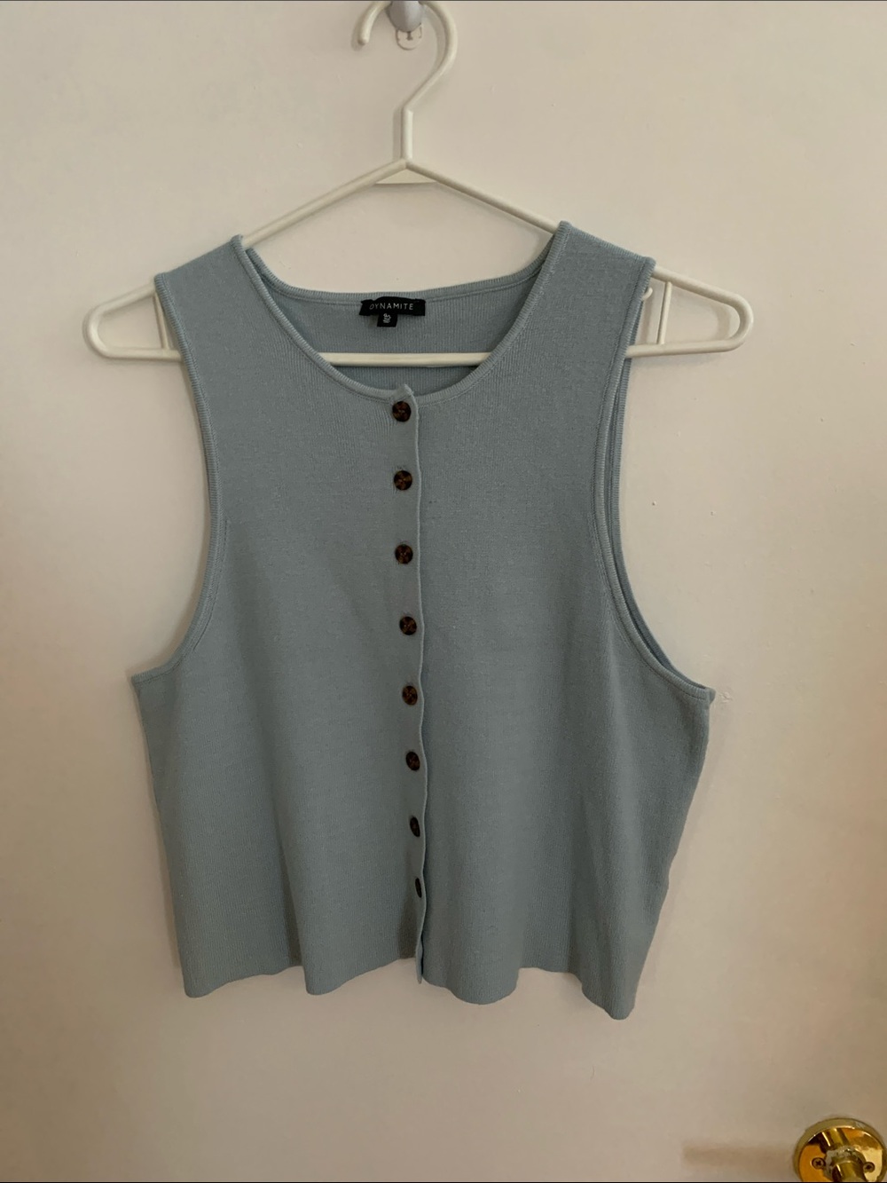 [L] DYNAMITE Pale Blue Button-Front Knit Tank